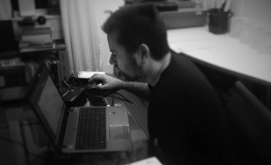 entrepreneur in his home office