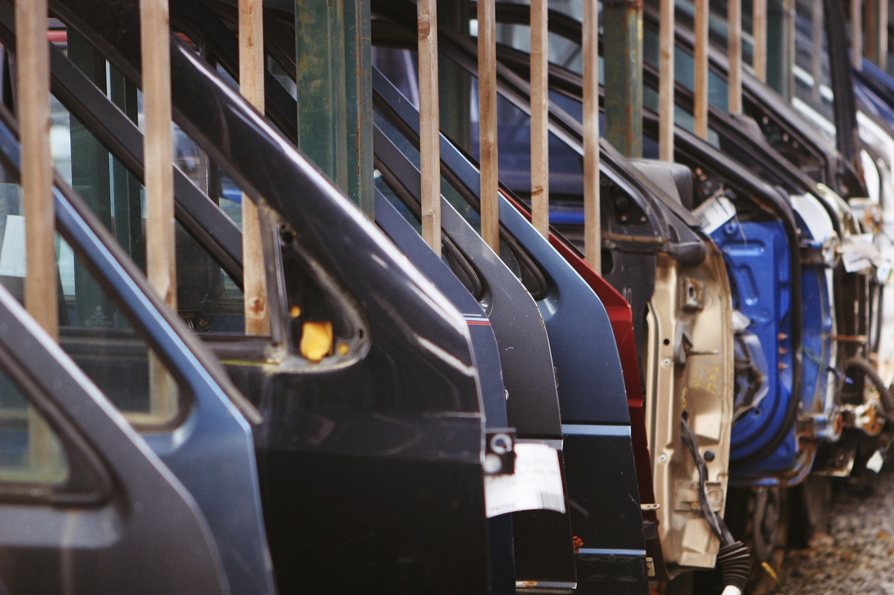 car doors waiting for assembly in a automotive shop car doors waiting for assembly in a automotive shop