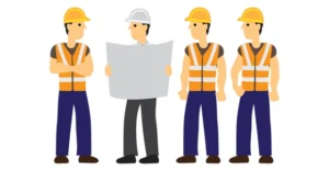 Construction workers of a sustainable construction company