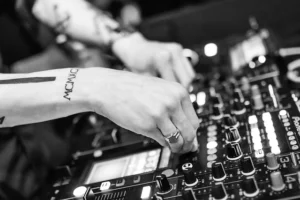 audio mixing equipment in a audio production studios