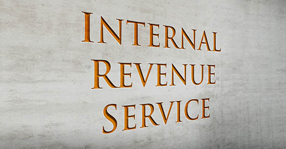 A wall signage that says 'Internal Revenue Service'.